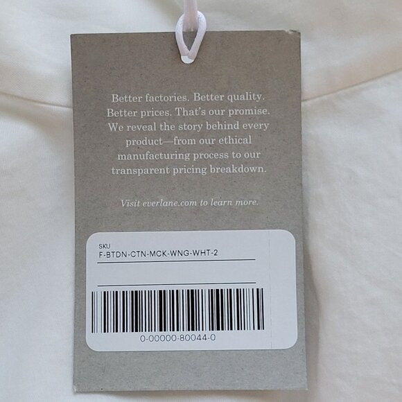 Everlane The Wing Shoulder Mockneck Ruffle Top Womens Size 2 White Cotton NWT - Picture 6 of 7